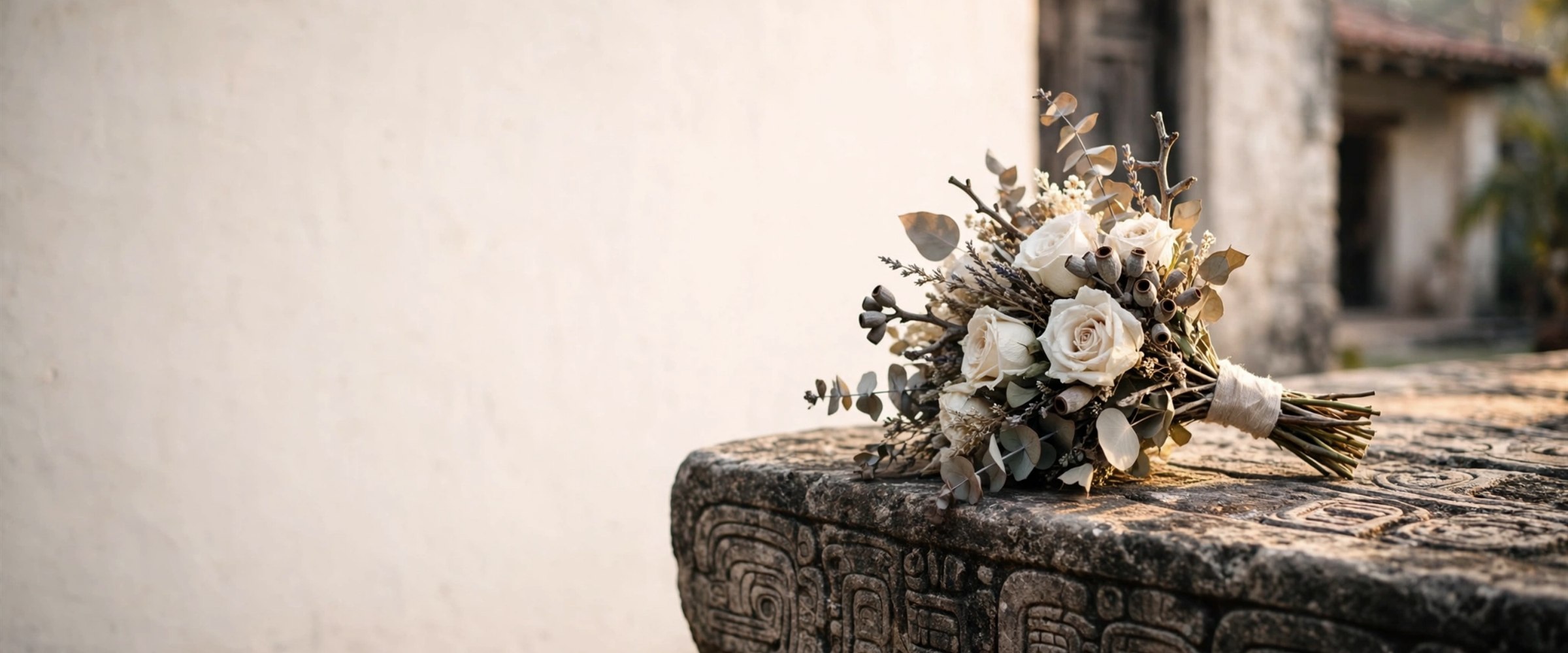 Ramo de flor preservada en una hacienda de Yucatán
